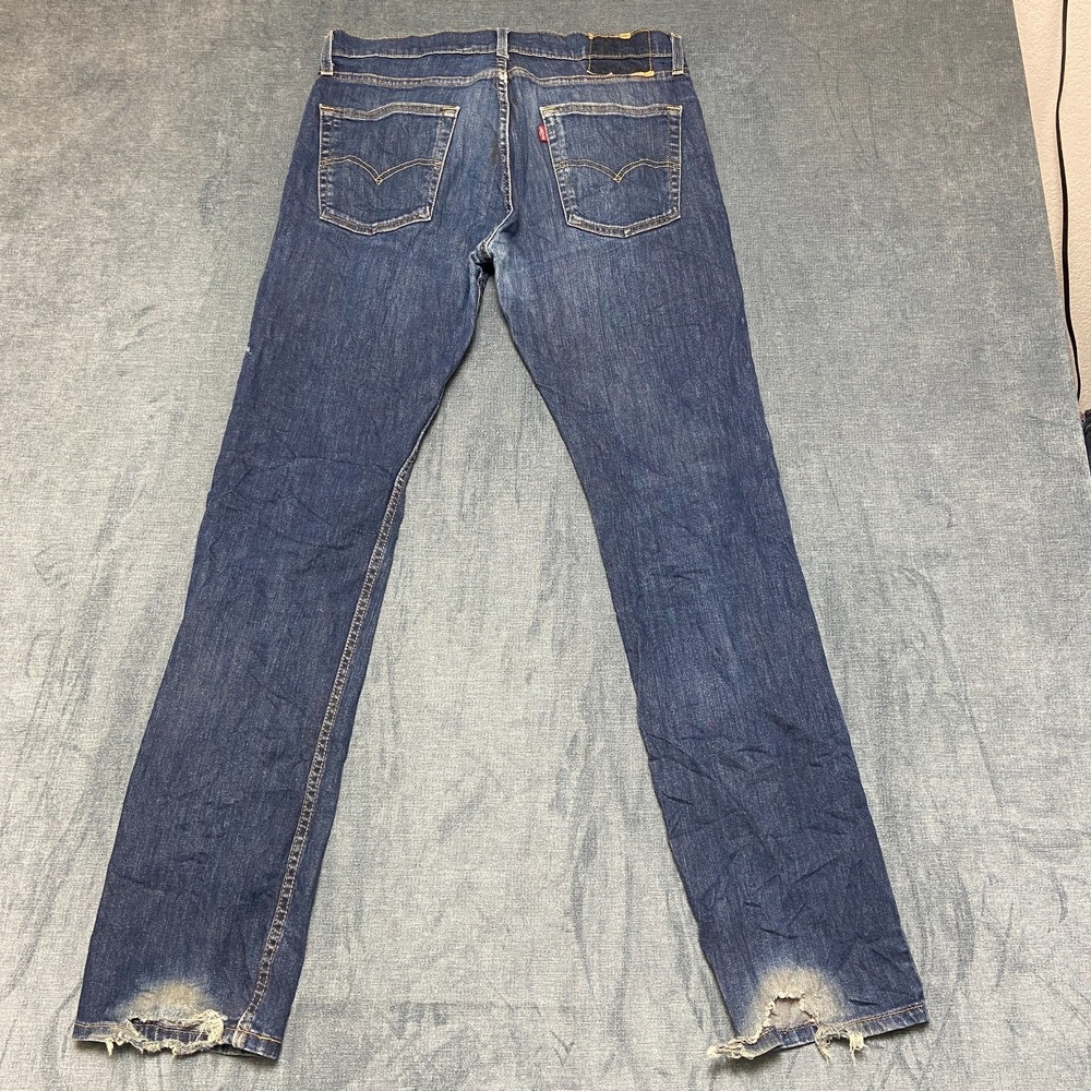 Levi's Jeans Mens 34x32 Blue Denim Stretch Dark Wash Slim Straight Leg Comfort
